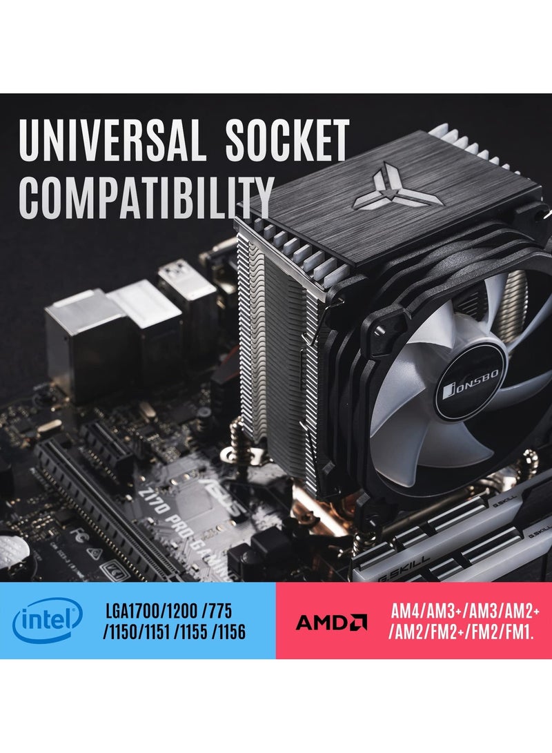 CPU Air Cooler, CR1400 RGB 4 Heat-Pipes, 126mm RGB CPU Fan, Removable 92mm PWM Fans, ARGB Light Sync with Motherboard, 5V 4-pin RGB CPU for AMD Ryzen/Intel LGA 1700 115X, Black  - Image 2