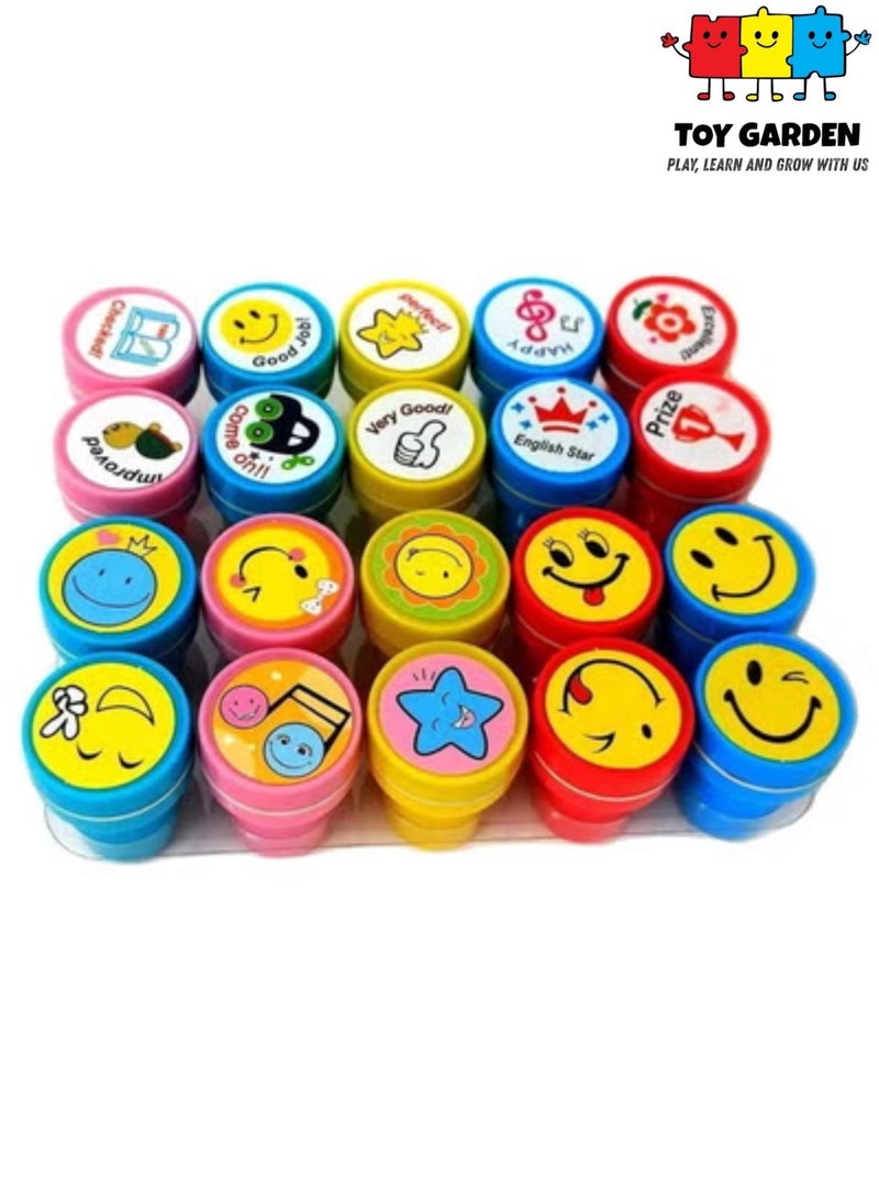 TOY GARDEN 20 PCS Kids Stamps Set – Emoji & Motivational Reward Stamps for Teachers, Parents & Students, Self-Inking Stamp Gift for School or Home - Image 1