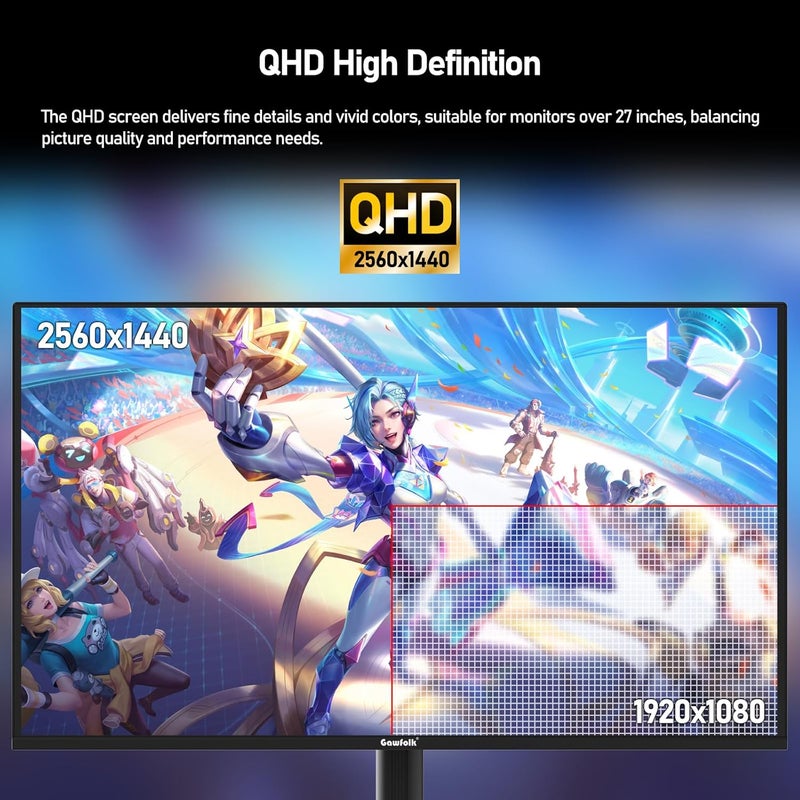 Gawfolk شاشة ألعاب Gawfolk QD OLED مقاس 27 بوصة 2K 360 هرتز QHD (2560 × 1440) 0.03 مللي ثانية (GTG) PIP PBP 99% DCI-P3 HDR400 نسبة تباين 1.5 مليون:1 FreeSync قابلة لتعديل الإمالة والارتفاع والدوران - Image 2