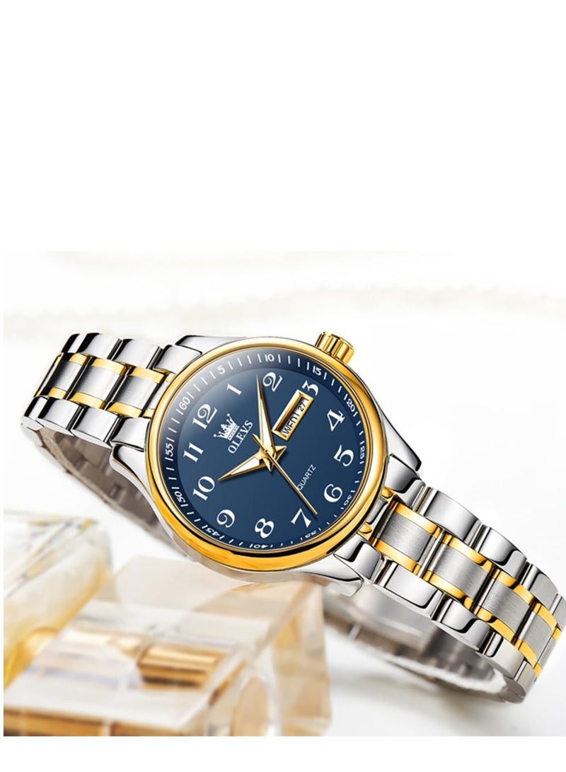 أوليفز ساعة OLEVS للسيدات من الفولاذ المقاوم للصدأ مقاومة للماء، عرض تناظري كبير وسهل قراءة التاريخ للسيدات - Image 3