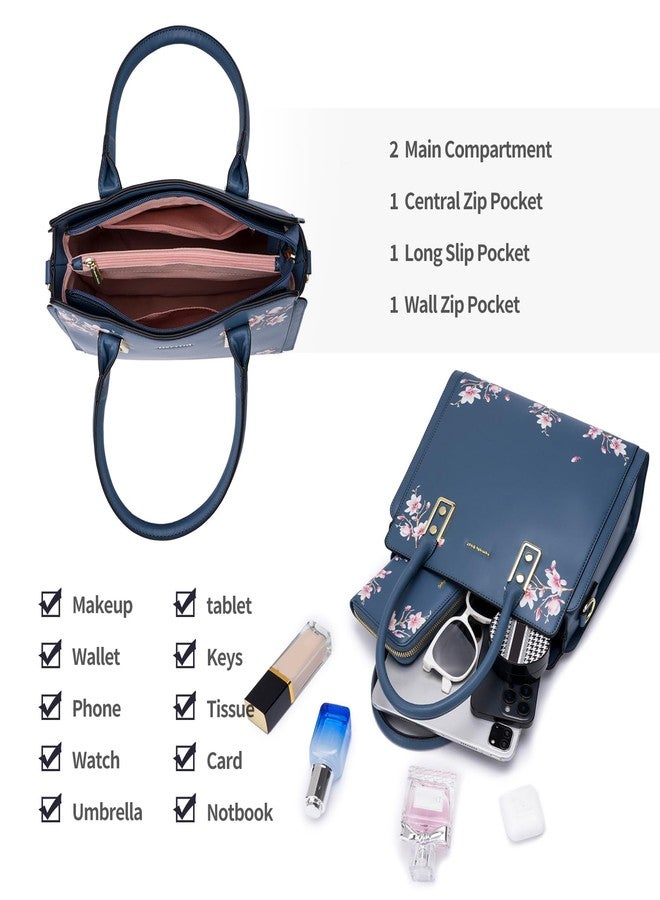 Pomelo Best Purses and Handbags for Women, PU Leather Tote Shoulder Bag Satchel Top Handle for ladies, Blue - Image 3