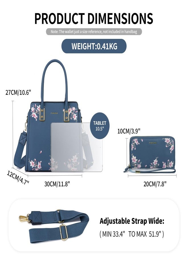 Pomelo Best Purses and Handbags for Women, PU Leather Tote Shoulder Bag Satchel Top Handle for ladies, Blue - Image 4