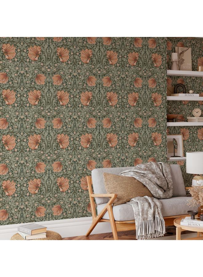 Bluejw Best Selling At Home And Abroad Living Room Background Removable Wallpaper Green Plant Flowers Seamless Self-adhesive Wallpaper RW353-355 - Image 3