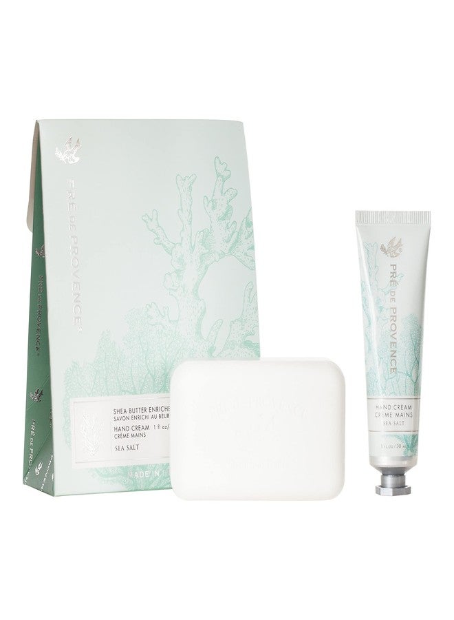 Pre de Provence Gift Set Collection 150 Gram Soap Bar & 1 fl oz Hand Cream, Sea Salt - Image 1