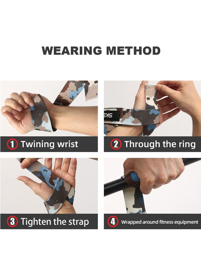Rock Pow Cotton Hard Pull Wrist Lifting Straps Grips Band Deadlift Straps with Neoprene Cushioned Wrist Padded and Anti Skid Silicone for Weightlifting Bodybuilding Xfit Strength Training - Image 3