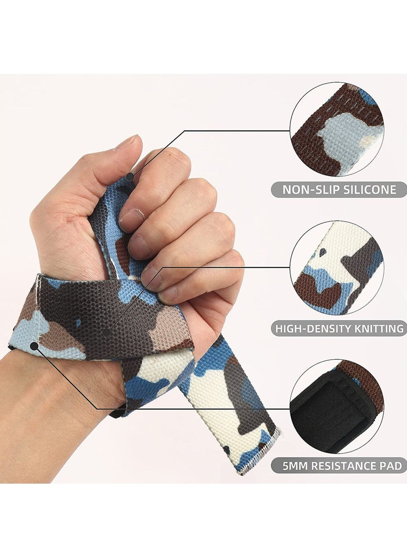 Rock Pow Cotton Hard Pull Wrist Lifting Straps Grips Band Deadlift Straps with Neoprene Cushioned Wrist Padded and Anti Skid Silicone for Weightlifting Bodybuilding Xfit Strength Training - Image 2