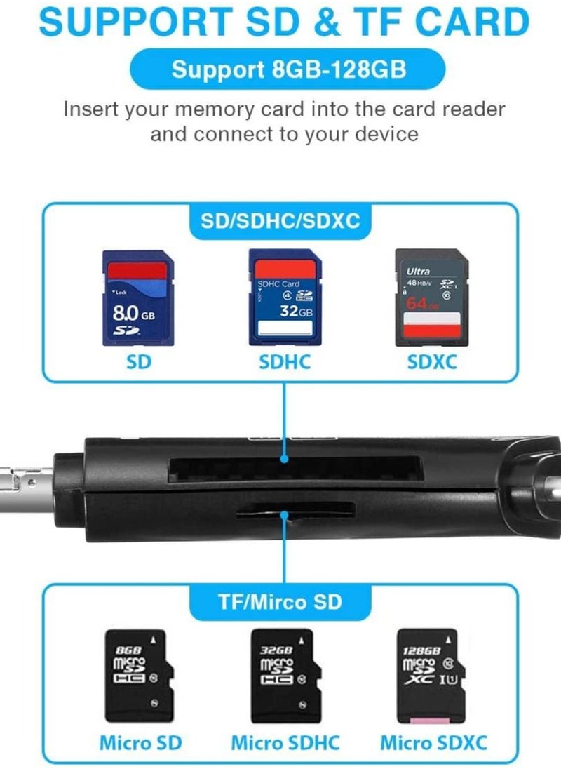 KASTWAVE - SD Card Reader TF Card Reader 4 in 1 Memory Card Reader Adapter, Trail Camera Card Reader with Type-C Connector, USB2.0 USB OTG Interface - Image 1