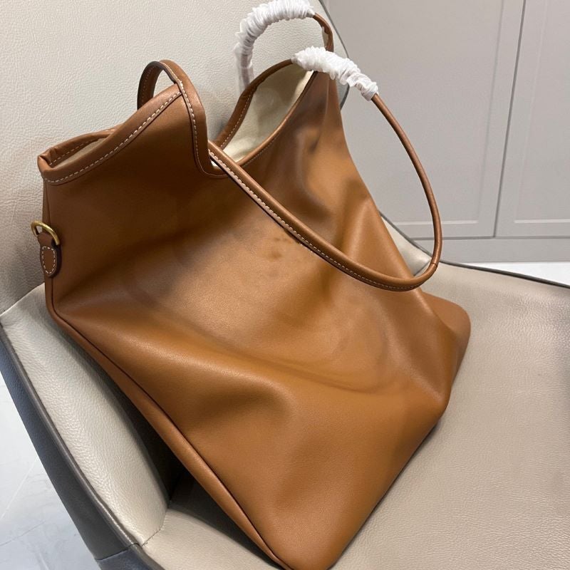 1 x 5 pcs Ivy New Hobo Tote Bag Versatile Commuter Bag Soft Genuine Cow Leather Single Shoulder Handbag Neutral Minimalist Style Brown 