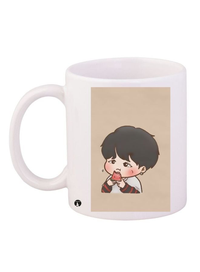 RYN Cartoon Printed Coffee Mug White/Beige/Grey 11ounce