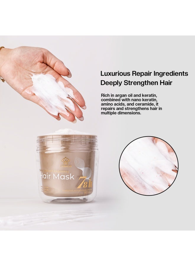 STARPLEX Repairing Hair Mask 300ml+100ml Free + 4 Companion Liquids - Silky Smooth Formula with Argan Oil Keratin Nano Keratin Amino Acids & Ceramide | 78H Long-Lasting Perfume - Image 3