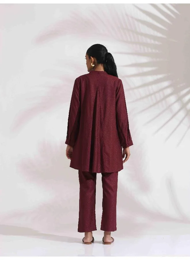 trueBrowns trueBrowns Maroon Dobby Co-ord Set