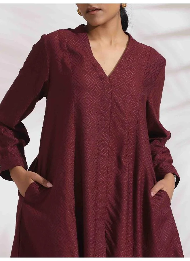 trueBrowns trueBrowns Maroon Dobby Co-ord Set
