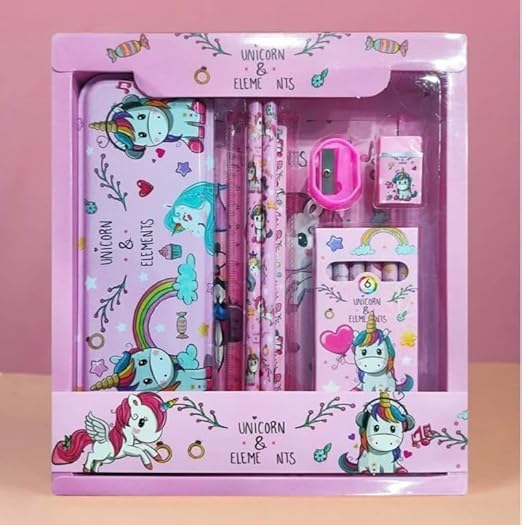 Returngifts - Pack of 6 sets- Unicorn Themed Stationery Set for Kids party I Kit with Pencil box, Pencils, Eraser, Ruler, Sharpener & caryons – Birthday Return Gifts in bulk for Girls 3-10 Years. - Image 5