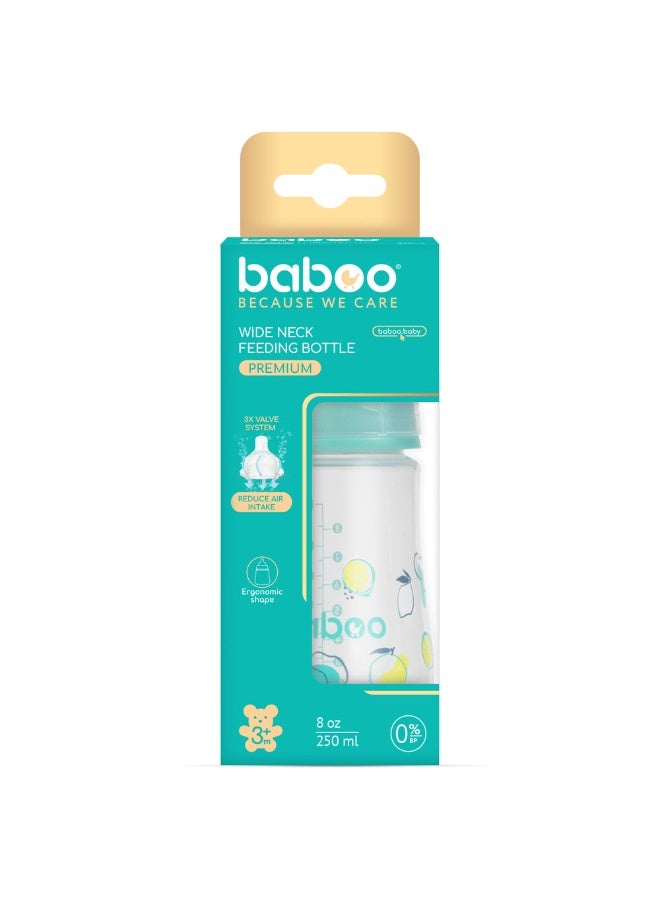 Baboo Anti-Colic Wide Neck Bottle | (8.5 Oz) Newborn Anti-Colic Baby Bottle with Natural Response Nipple Suitable for 3+ Months | Wide Neck Cap with Baby Bottle, Easy to Clean 250ml (Lagoon Fiesta) - Image 1