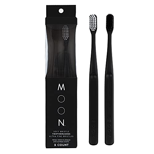 MOON Soft Bristle Toothbrush 2Pack  Extra Soft Toothbrushes for Adults Sensitive Gums  TeethFriendly  720 Tapered UltraFine Bristles per Brush for Gentle Deep Cleaning 2 Pack