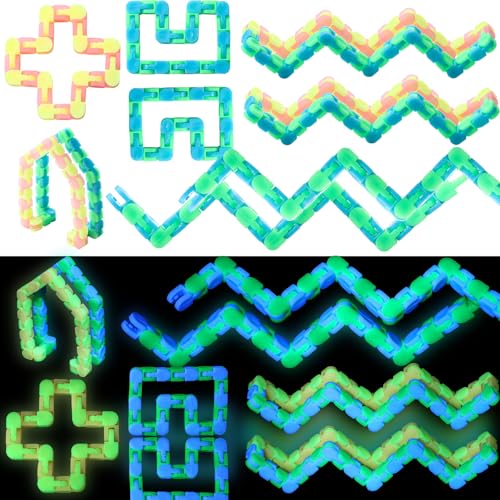 LaRandom 36 Pcs 24 Links Fidget Wacky Tracks Toys Bulk Glow in The Dark Snap Fidgets Snake Click Sensory Toys Puzzles for Kids Classroom School Adults Autism Stress Relief Party Bag Fillers - Image 1