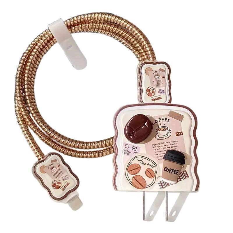 20W Charger Head and Cable End Protector Set with Cute Style in White with Decorative Design Anti Bend Protection and Daily Cable Care - Lilac Ribbon - Image 5