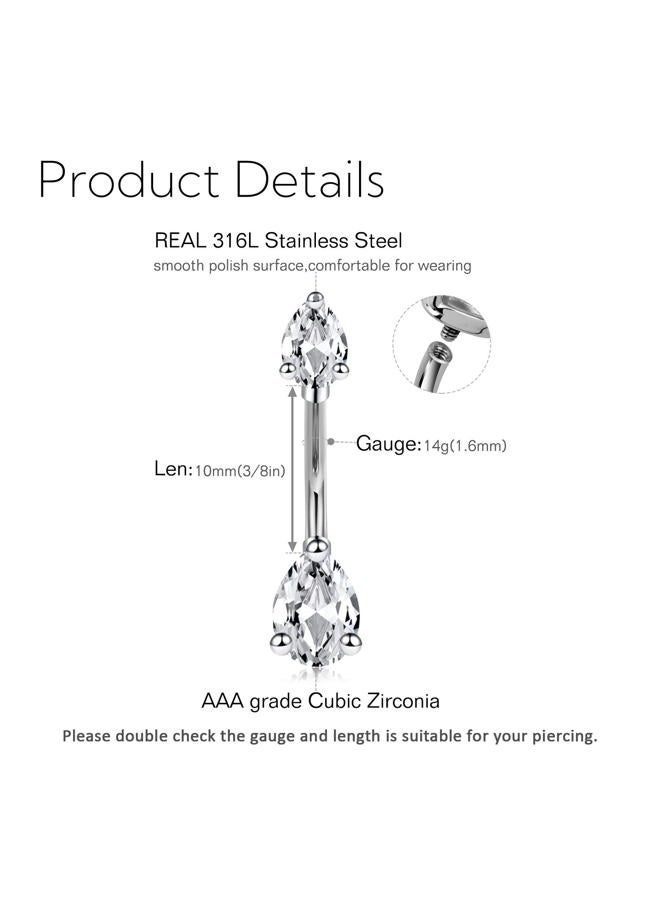 FECTAS 14g Belly Button Rings Small Petite Surgical Steel CZ Petite Navel Ring for Women Girls Body Piercing Jewelry select Barbell Len 6mm 8mm 10mm 12mm Rose Gold Silver, Metal, stainless steel - Image 2