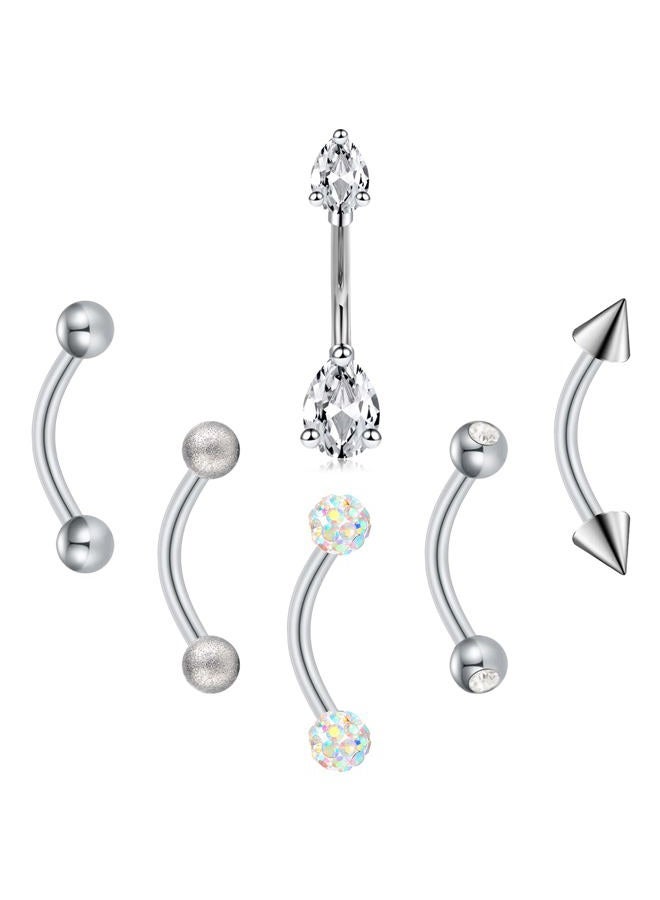 FECTAS 14g Belly Button Rings Small Petite Surgical Steel CZ Petite Navel Ring for Women Girls Body Piercing Jewelry select Barbell Len 6mm 8mm 10mm 12mm Rose Gold Silver, Metal, stainless steel - Image 1