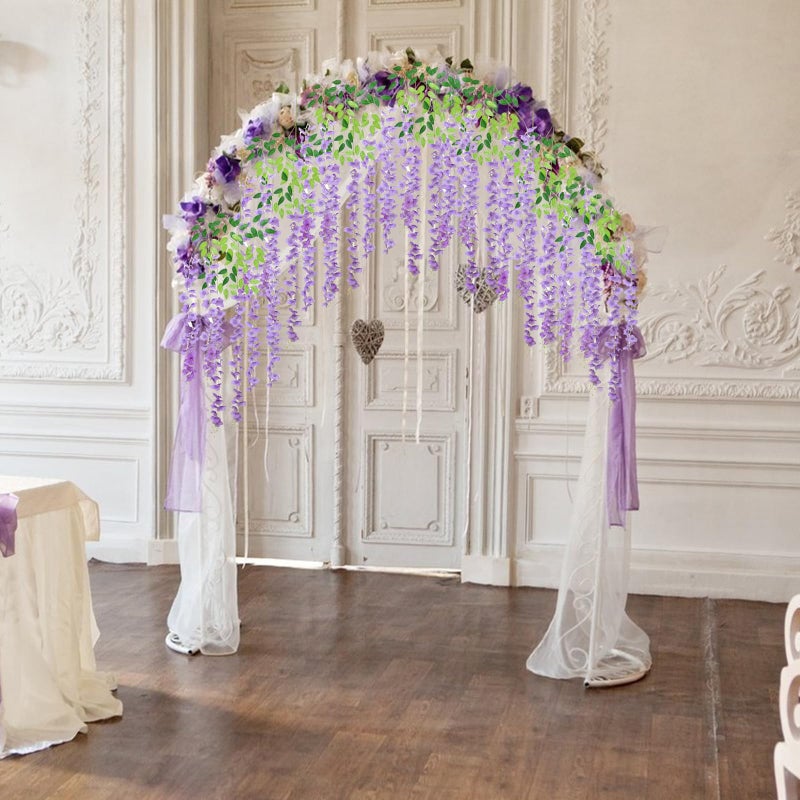 Luerbi 12 Pack Light Purple Wisteria Hanging Flowers Garland  3.77 Ft Light Purple Artificial Wisteria Flower Vines  Fake Light Purple Wisteria  Purple Flower Vines for Backdrop  Hanging Flower Garland Decor - Image 5