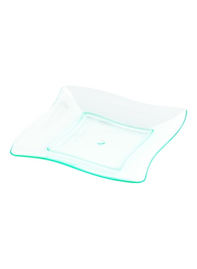 Restaurantware 3 x 3 Inch Dessert Plates, 100 Small Cocktail Plates - Square, Wavy Edges, Seagreen Plastic Disposable Appetizer Plates, Holds Sauces And Dips, For Wedding, Or Birthday Parties  - Image 1