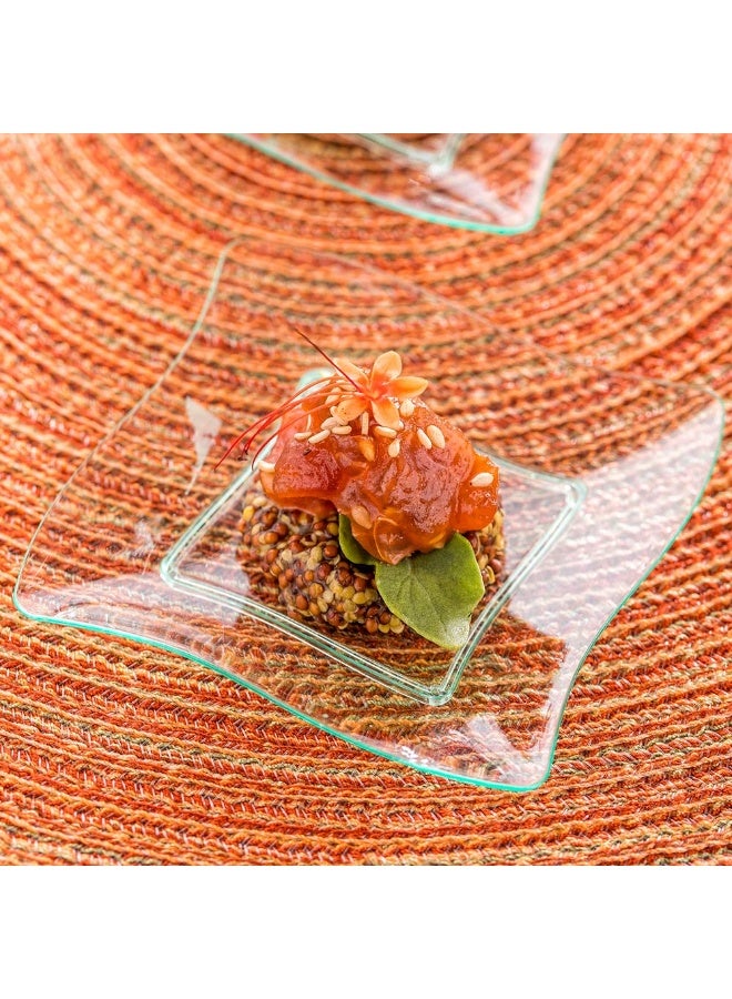 Restaurantware 3 x 3 Inch Dessert Plates, 100 Small Cocktail Plates - Square, Wavy Edges, Seagreen Plastic Disposable Appetizer Plates, Holds Sauces And Dips, For Wedding, Or Birthday Parties  - Image 3