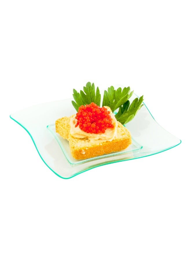 Restaurantware 3 x 3 Inch Dessert Plates, 100 Small Cocktail Plates - Square, Wavy Edges, Seagreen Plastic Disposable Appetizer Plates, Holds Sauces And Dips, For Wedding, Or Birthday Parties  - Image 2