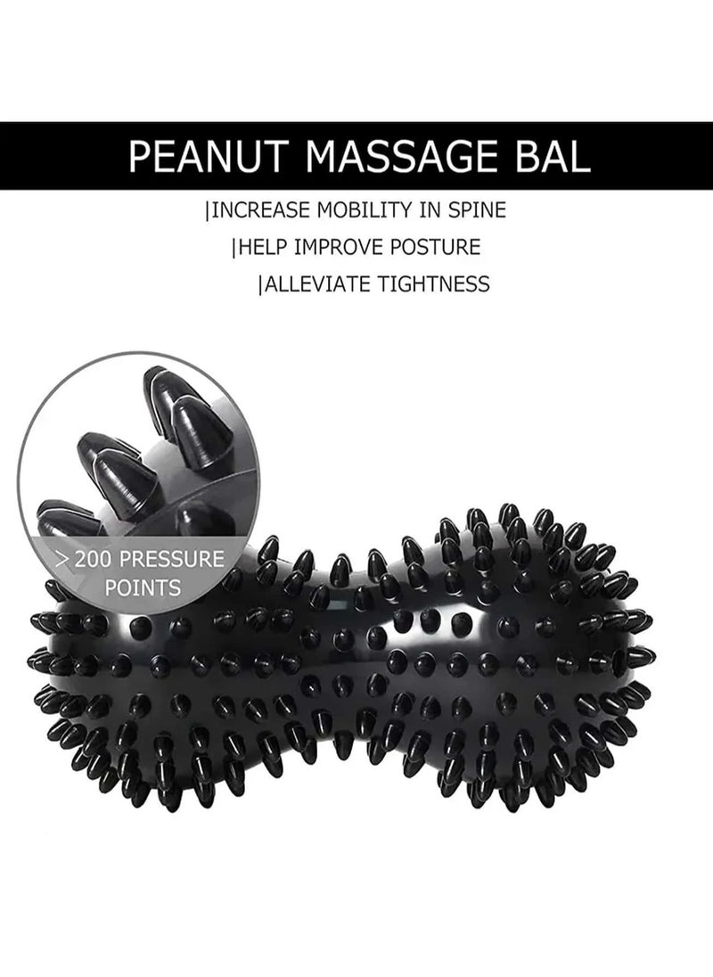 KHAJUL 2-Piece Deep Tissue Peanut Massage Balls for Rear Foot Plantar Fasciitis Full Body Muscle Therapy, Relieve Strength Exercise Body (Dark Blue + Black)  - Image 4