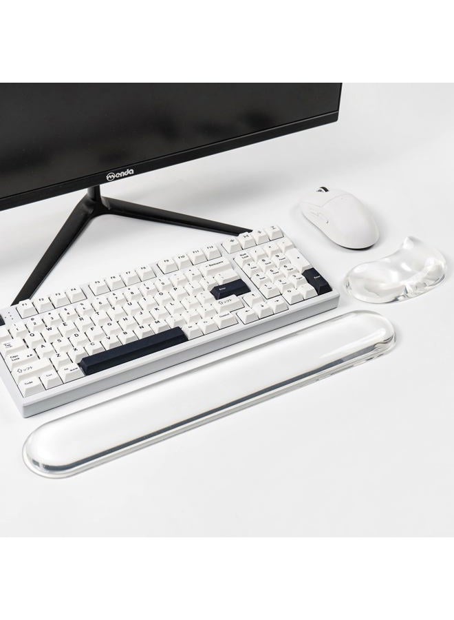 Sumgsn Gel Keyboard and Mouse Wrist Rest Set –White Clear Wrist Rest for Computer Keyboard 60%/68%/75%, Comfort & Support for Typing and Gaming - Image 1