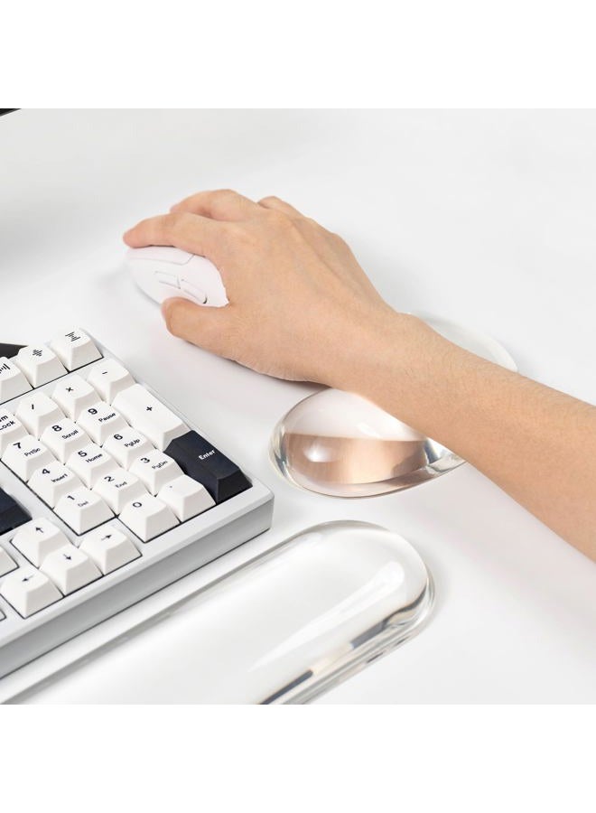 Sumgsn Gel Keyboard and Mouse Wrist Rest Set –White Clear Wrist Rest for Computer Keyboard 60%/68%/75%, Comfort & Support for Typing and Gaming - Image 4