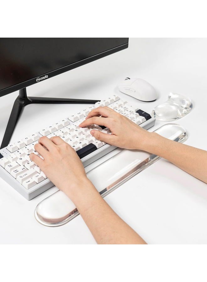 Sumgsn Gel Keyboard and Mouse Wrist Rest Set –White Clear Wrist Rest for Computer Keyboard 60%/68%/75%, Comfort & Support for Typing and Gaming - Image 3