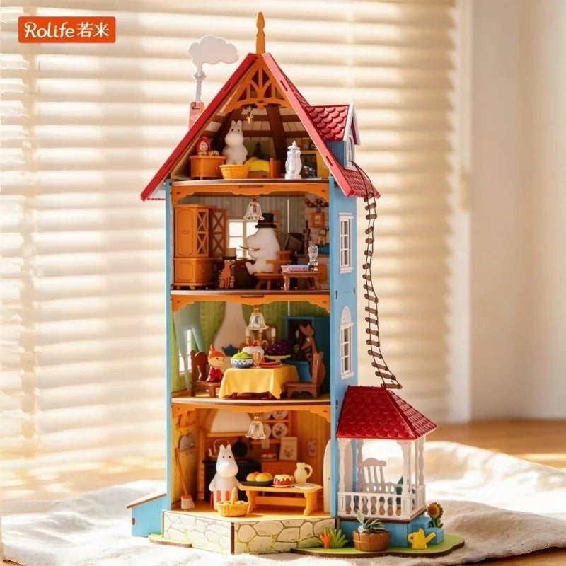 رولايف مجموعة مكعبات بناء Rolife Moomin Series Wooden Building Blocks Moomin House Valley Assembly Model Garden Party Forest Camp Ornament Toys Gift, DA010 4333970 - Image 2