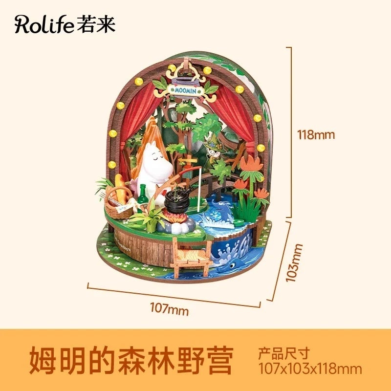 رولايف مجموعة مكعبات بناء Rolife Moomin Series Wooden Building Blocks Moomin House Valley Assembly Model Garden Party Forest Camp Ornament Toys Gift, DA010 4333970 - Image 1