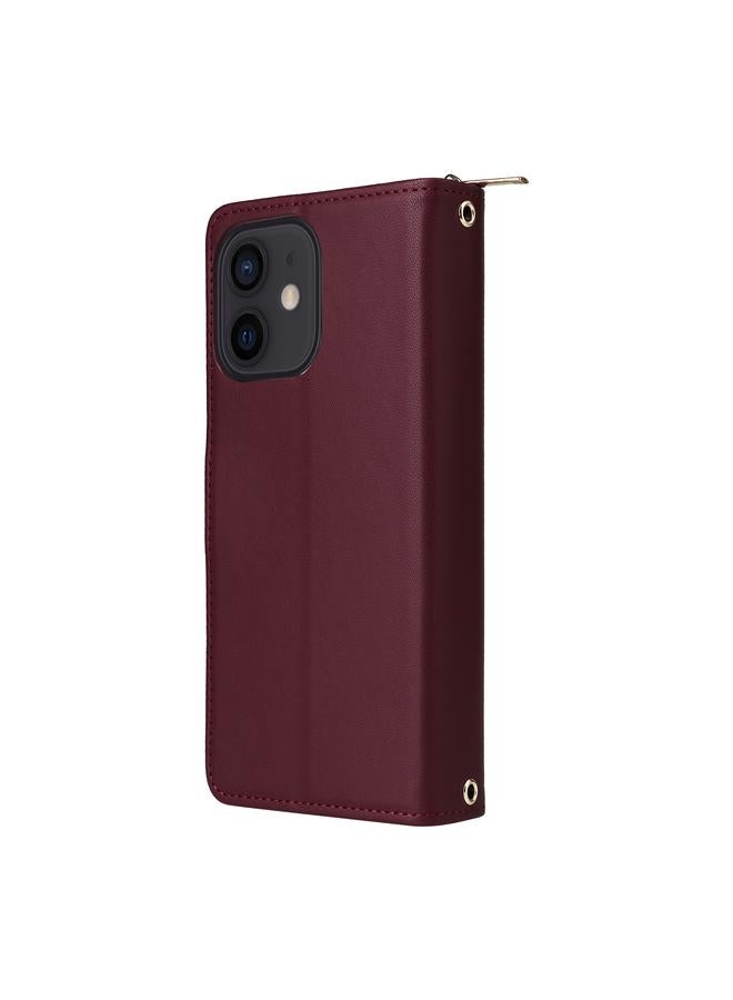 S-TOP Case For iPhone 12 / 12 Pro Nine-card Slots Zipper Wallet Bag Leather Phone Case - Image 3