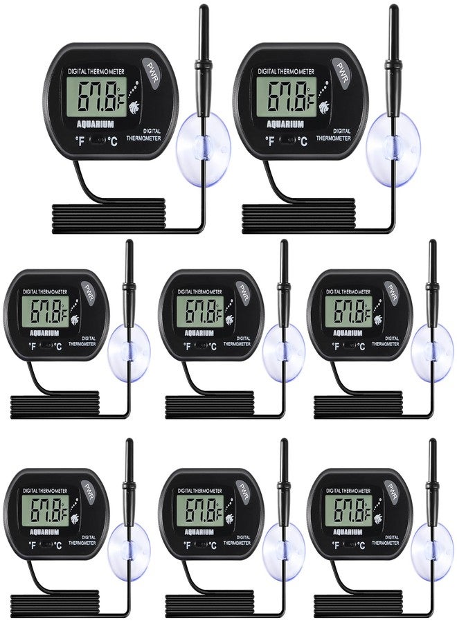 AEDIKO 8pcs Aquarium Thermometer LCD Digital Fish Tank Thermometer with Water-Resistant Sensor Probe and Suction Cup for Turtle Incubators Terrarium Water Thermometer - Image 1