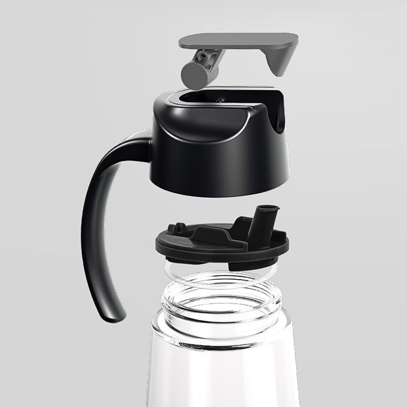 Cazuela Auto Flip Olive Oil Dispenser Bottle 650 ml Leakproof Vinegar Glass Condiment Container With Automatic Cap and Stopper NonDrip Spout NonSlip Handle for Kitchen Cooking Black - Image 5