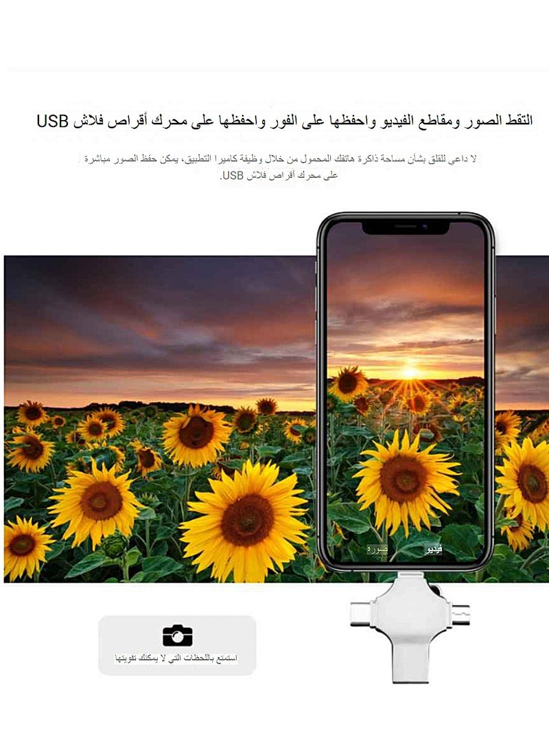 ELIKLIV - Usb Flash Drive USB C Memory Stick Flash 128GB 4 in 1 Multifunction Drive with Micro USB Type-C Ports for Android Smart Iphone Pad MacBook and Laptop - Image 1