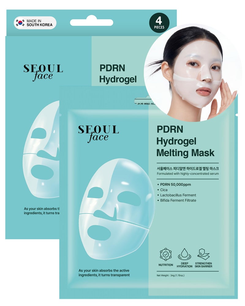 DERMAL Seoul Face PDRN Hydrogel Melting Mask (4 Pack) - 5% Salmon DNA Overnight Regeneration Facial Mask - Skin Barrier Repair & Calming Ritual with Cica & Probiotics - K-Beauty - Image 1
