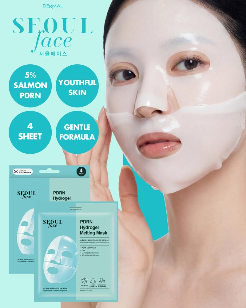 DERMAL Seoul Face PDRN Hydrogel Melting Mask (4 Pack) - 5% Salmon DNA Overnight Regeneration Facial Mask - Skin Barrier Repair & Calming Ritual with Cica & Probiotics - K-Beauty - Image 2