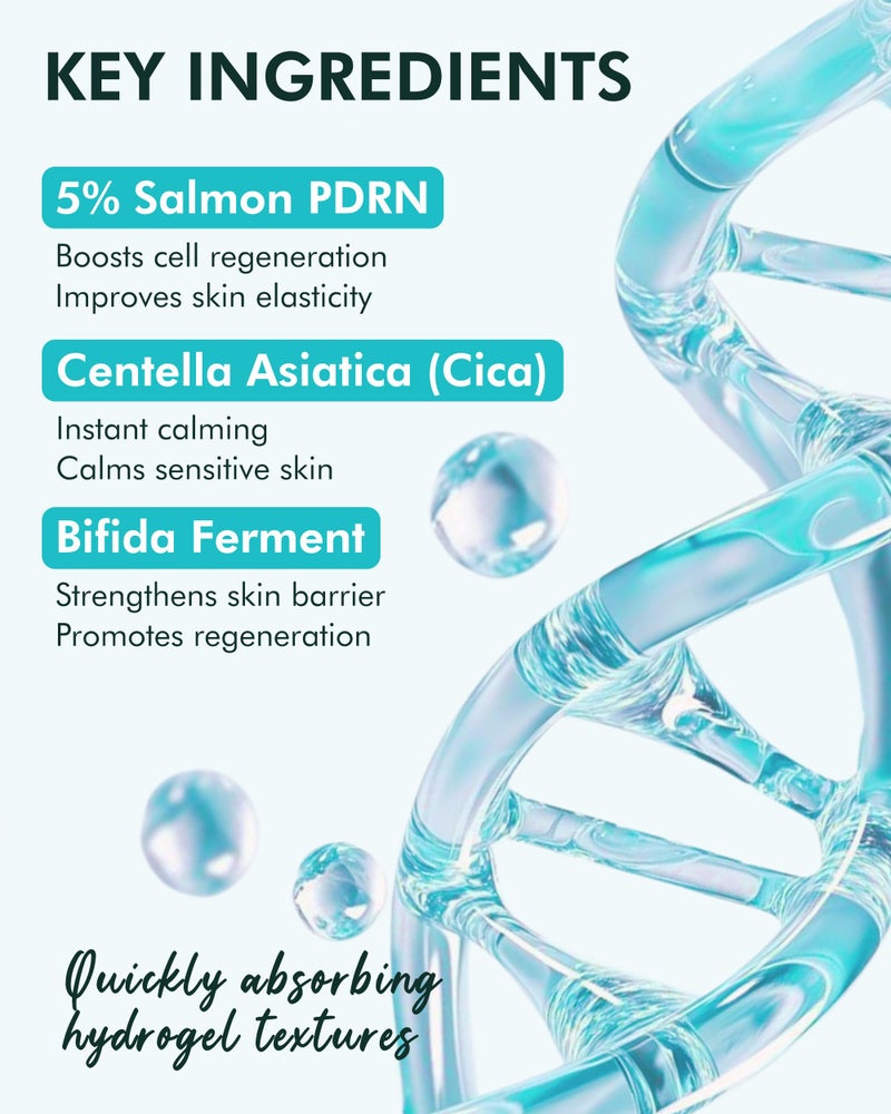 DERMAL Seoul Face PDRN Hydrogel Melting Mask (4 Pack) - 5% Salmon DNA Overnight Regeneration Facial Mask - Skin Barrier Repair & Calming Ritual with Cica & Probiotics - K-Beauty - Image 4