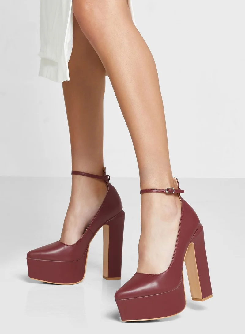Ginger Platform Ankle Strap Pumps