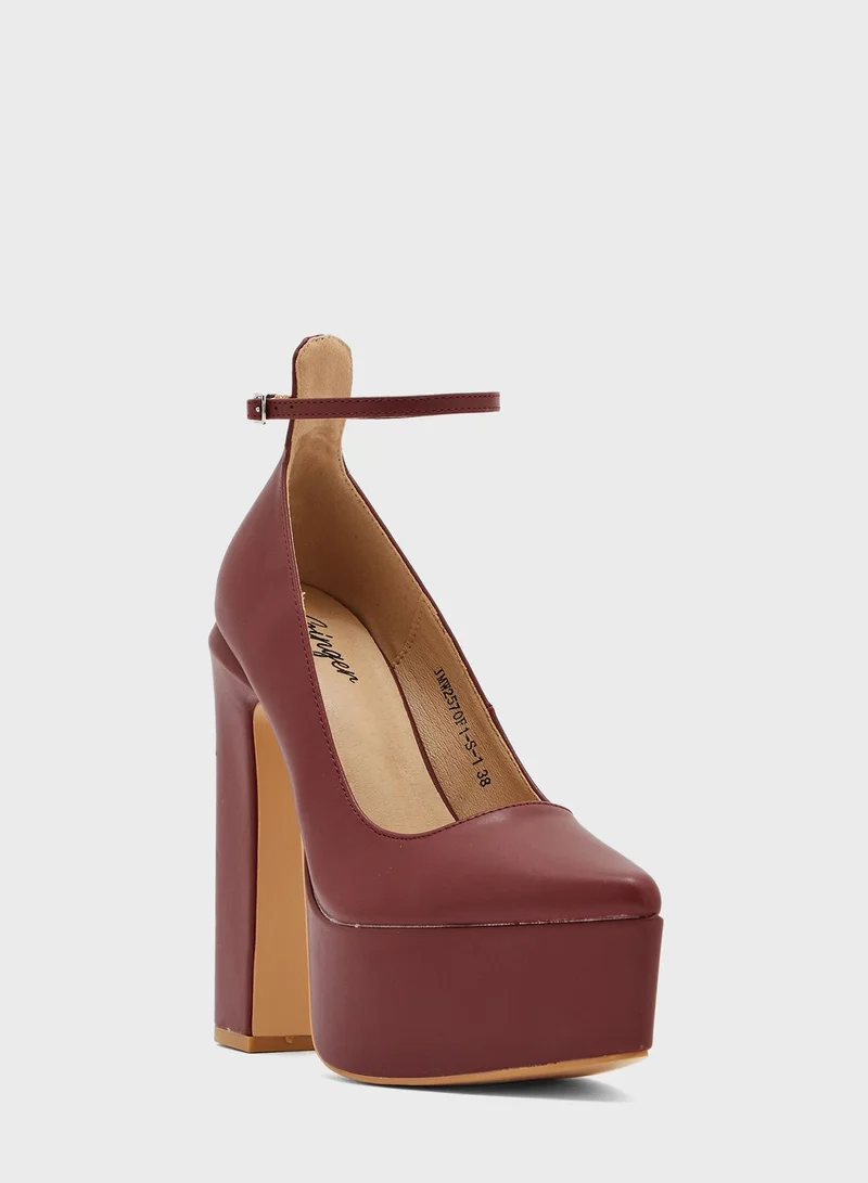 Ginger Platform Ankle Strap Pumps