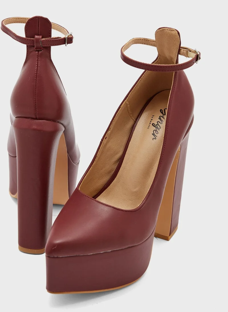 Ginger Platform Ankle Strap Pumps