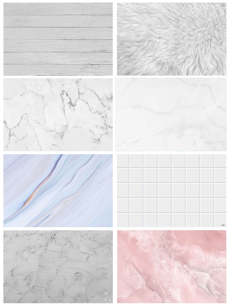 Print Master India Premium Flatlay Tabletop Photography Backdrop Background, Double Sided Waterproof Paper for Food, Small Product Professional Photo Shoot (56x90cm, Pack of 4) 8 Designs (July) - Image 1
