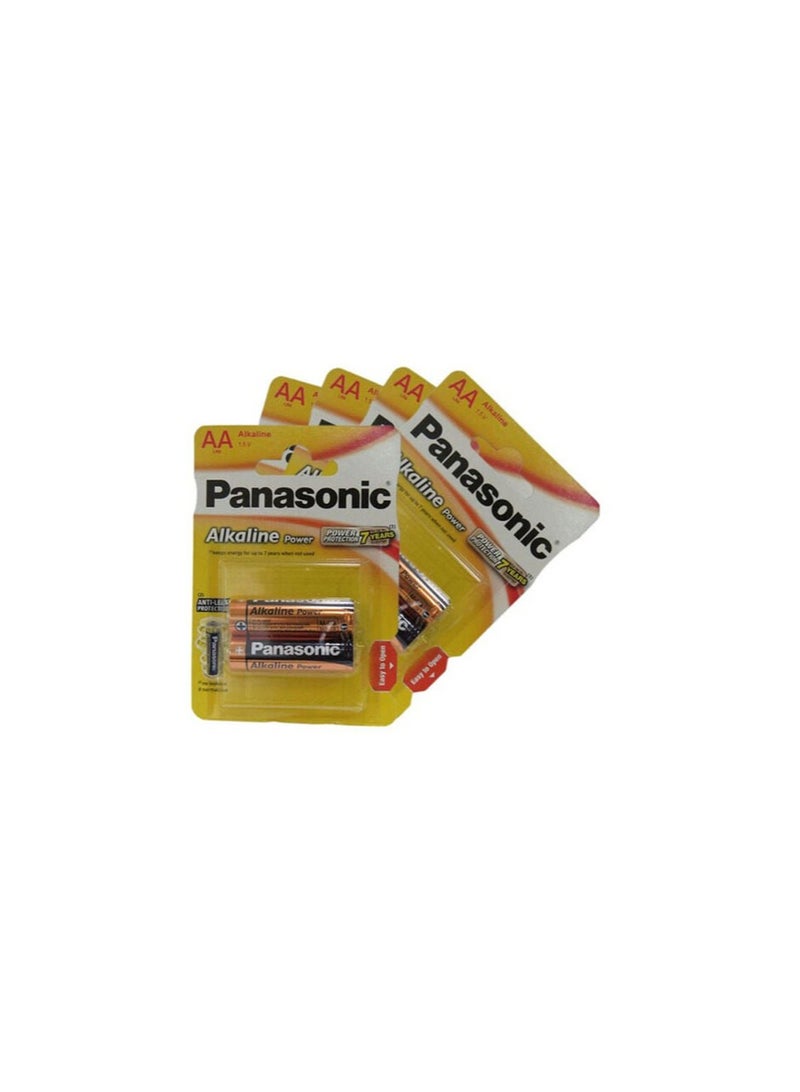 Panasonic 10-Piece LR6 AA Alkaline Power Battery Black/Gold