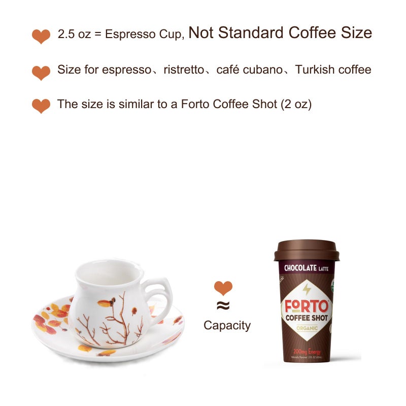 GuangYang 2.5 oz Espresso Cups and Saucers set of 6,Fall Design (Cute Shape for Double Espresso Shots, Ristretto, Macchiato,CafÃ© Cubano, and Turkish Coffee) - Image 4
