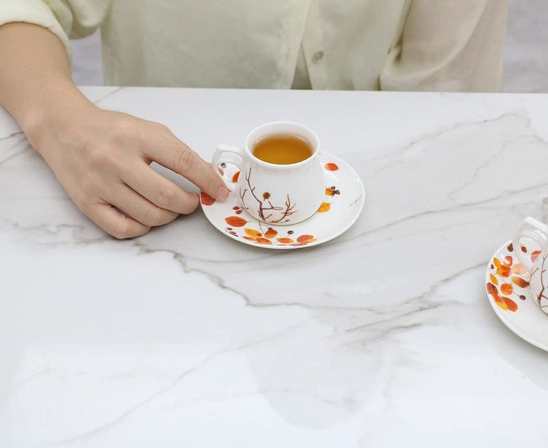 GuangYang 2.5 oz Espresso Cups and Saucers set of 6,Fall Design (Cute Shape for Double Espresso Shots, Ristretto, Macchiato,CafÃ© Cubano, and Turkish Coffee) - Image 2