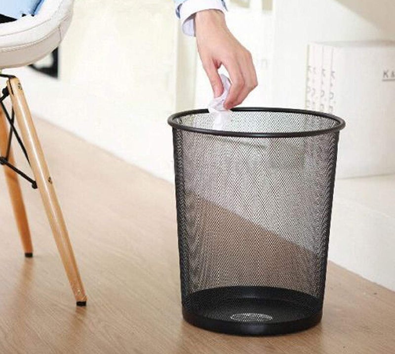 DivineXt Metal Mesh Round Dustbin for Waste & Papers, 28 x 19 x 23 cm,Black(Open-Top) - Image 2