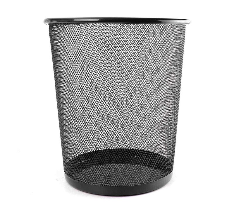 DivineXt Metal Mesh Round Dustbin for Waste & Papers, 28 x 19 x 23 cm,Black(Open-Top) - Image 1