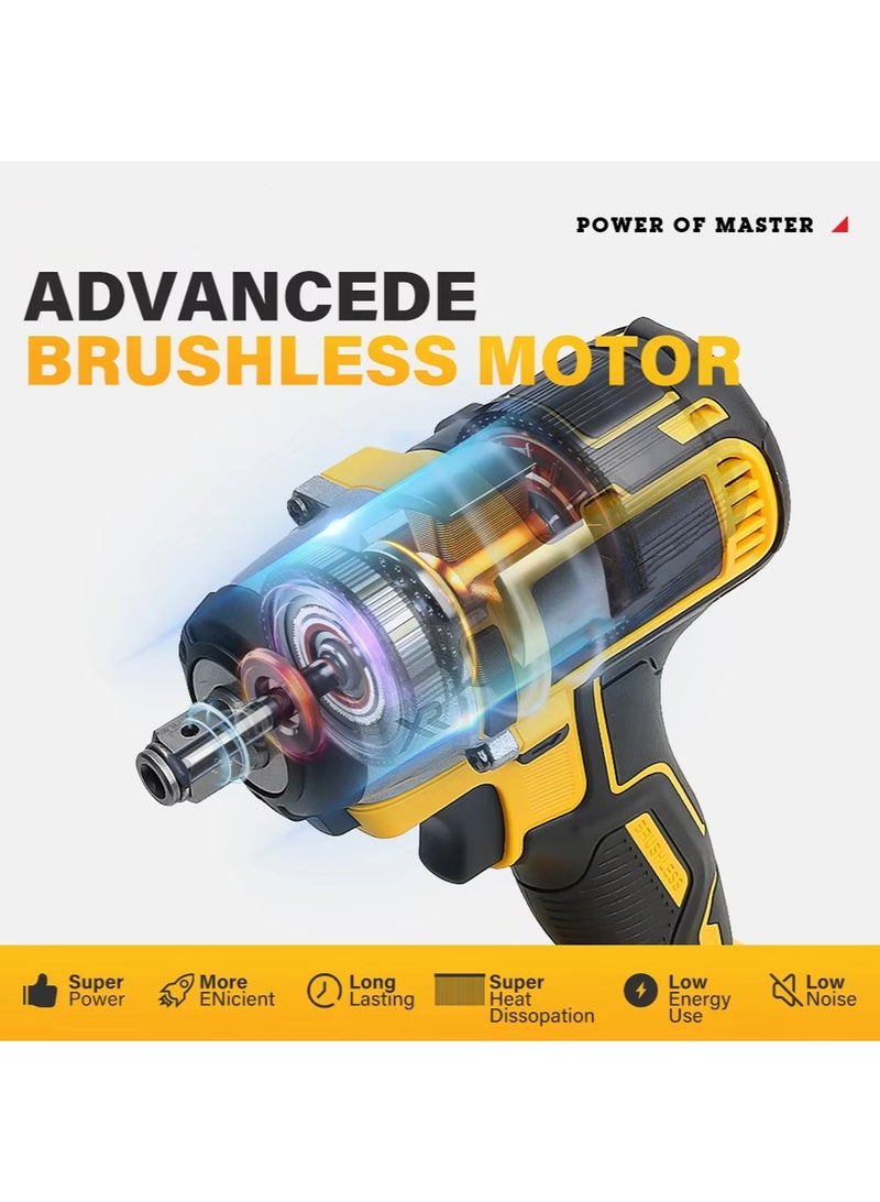 EzzySo مجموعة مفك صدمات ليثيوم أيون بدون فرشاة 48 فولت، أداء عزم دوران عالي، ملحقات متعددة الوظائف، تعزز كفاءة عملك على الفور - Image 4